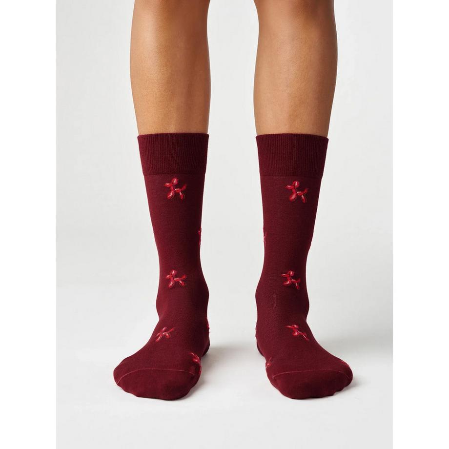 von Jungfeld Signature Icons II Dog Wine Red Chaussettes Hauteur Mollet  