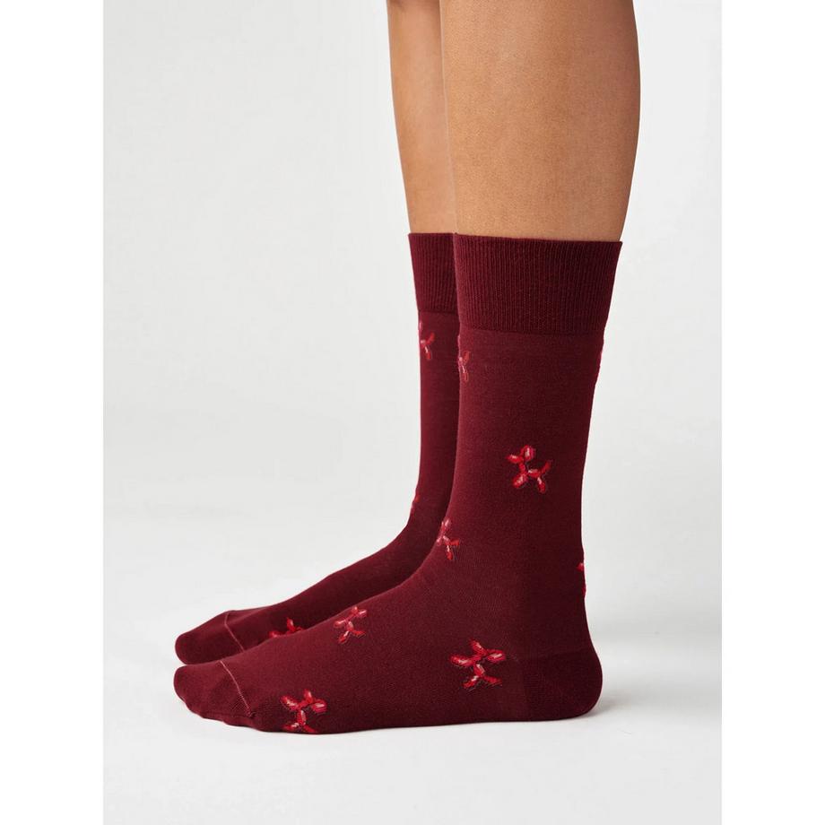 von Jungfeld Signature Icons II Dog Wine Red Chaussettes Hauteur Mollet  