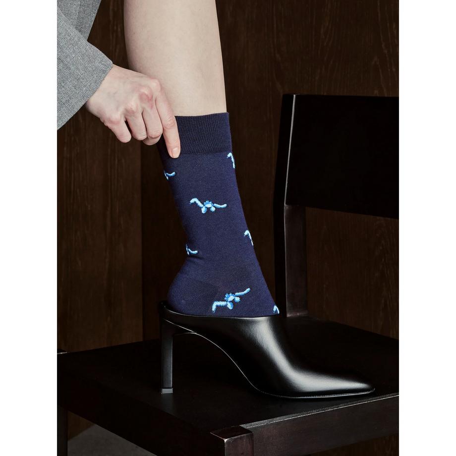 von Jungfeld Signature Icons II Dinosaur Obsidian Blue Chaussettes Hauteur Mollet  