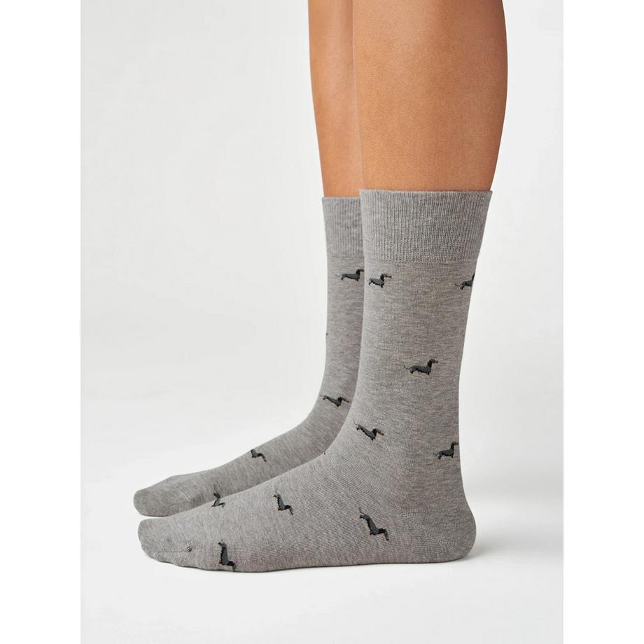 von Jungfeld Signature Icons Mini A Mini Dachshund Heather Grey Chaussettes Hauteur Mollet  