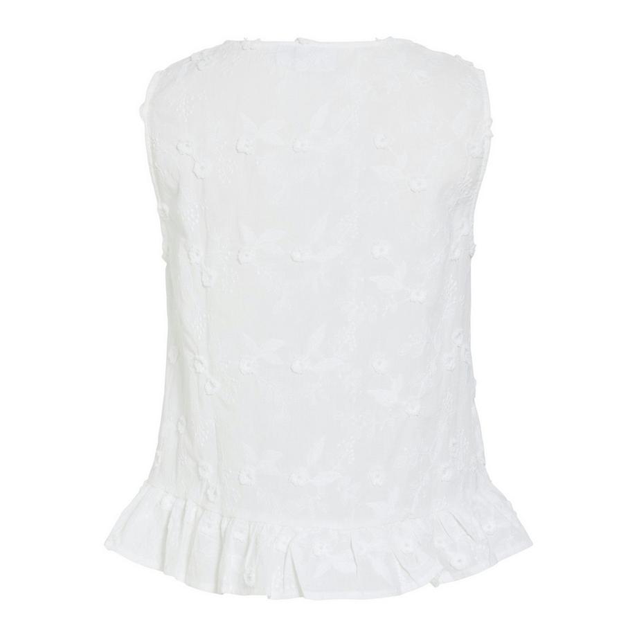 VILA Ärmellose Bluse mit Rüschensaum  