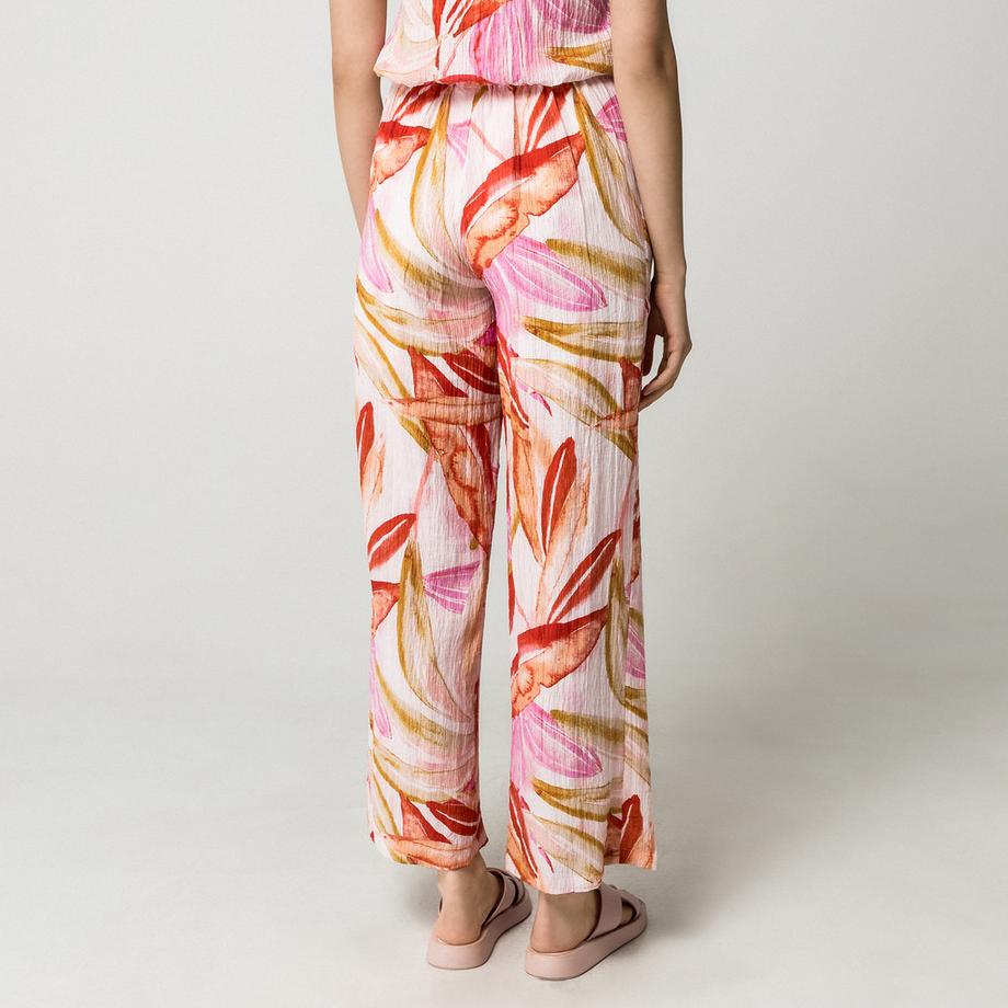 VILA Pantalon à imprimé floral jambe large  