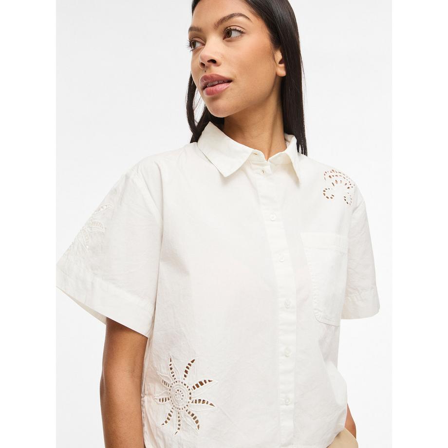 VILA Kurzarm Bestickte Bluse  