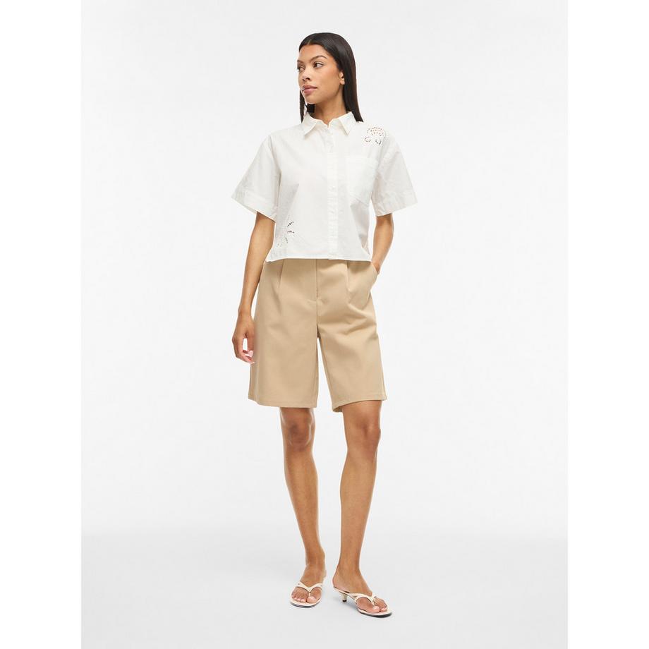 VILA Kurzarm Bestickte Bluse  