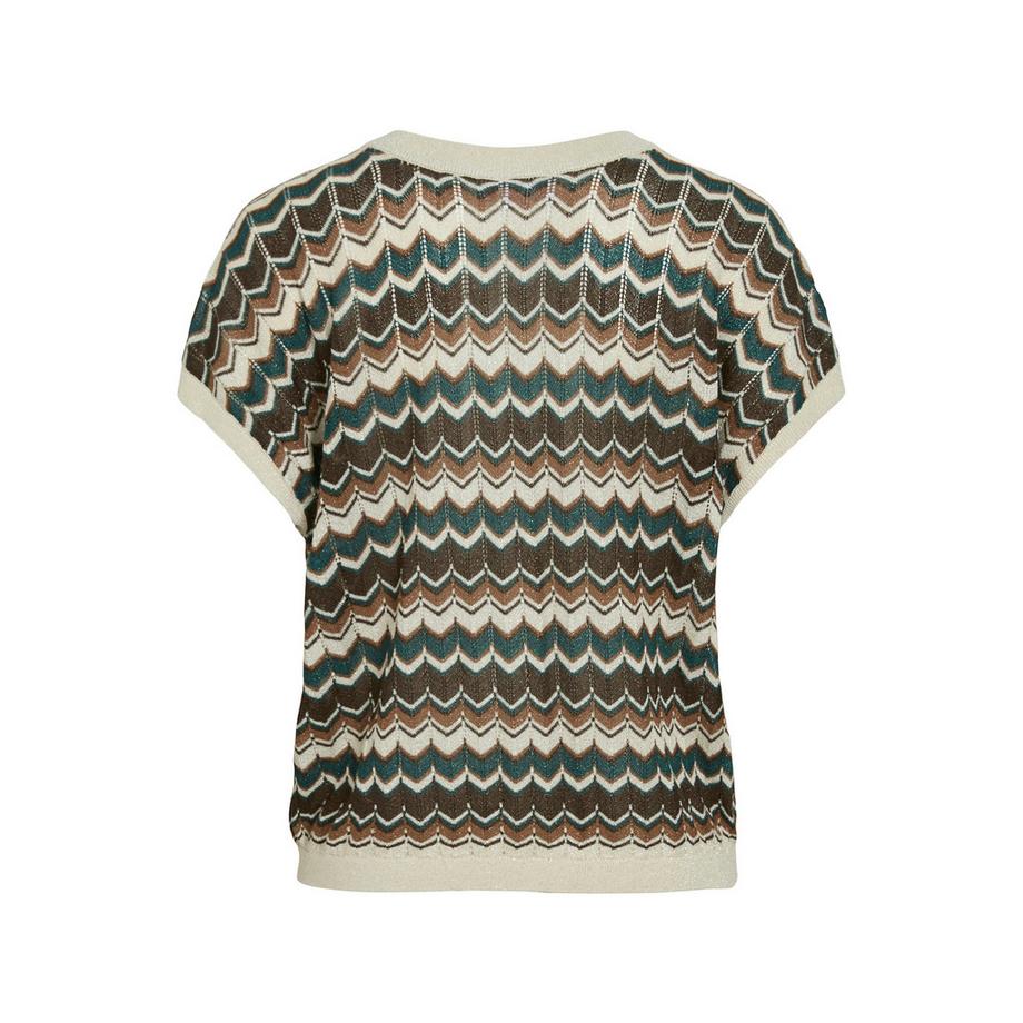 VILA T-Shirt Tricoté Col V Manches Courtes  