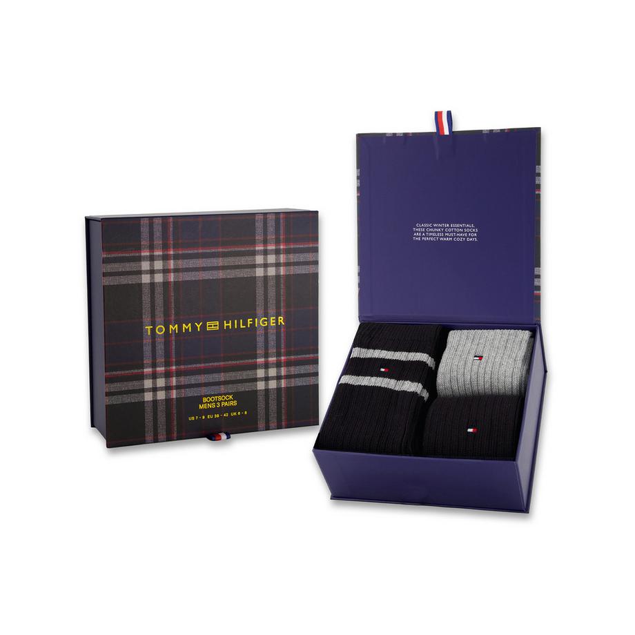 TOMMY HILFIGER TH MEN SOCK 3P GIFTBOX BOOTSOCK Chaussettes Homme 3 Pack  