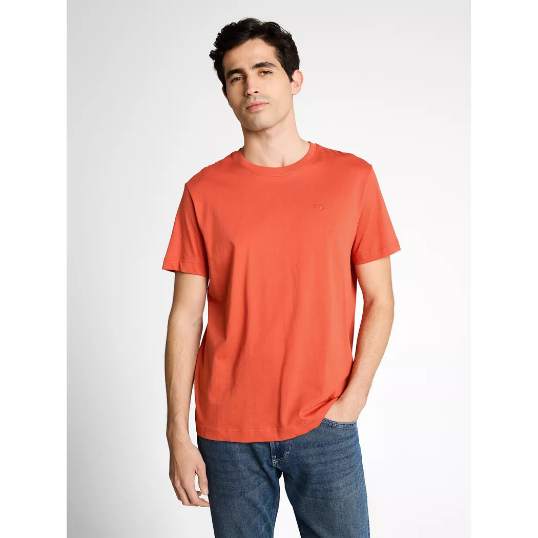 T-Shirt TOM TAILOR, Damen, Gr. XL, orange tarmac grau fine stripe, Single Jersey, Obermaterial: 60% Baumwolle, 40% Polyester, gestreift, regular fit normal, Rundhals, gerader Abschluss, Shirts T-Shirt, mit Schriftzug