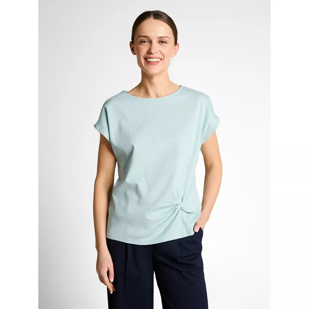 T-Shirt TOM TAILOR, Damen, Gr. XL, blau haze, Single Jersey, Obermaterial: 100% Baumwolle, unifarben, regular fit normal, Rundhals, gerader Abschluss, Shirts T-Shirt