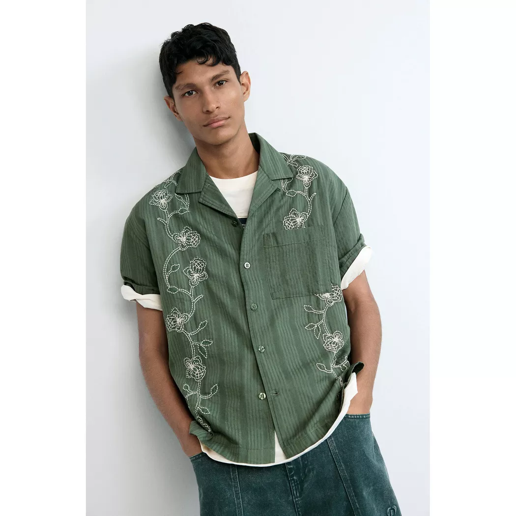 Desigual Chemise brodée GREEN M male