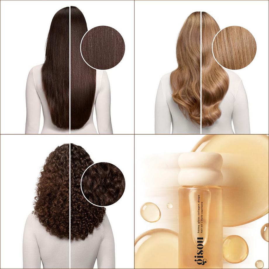 GISOU  Honey Gloss Collagen Drops - Huile Cheveux 