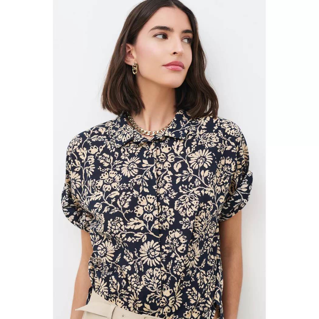 Caroll - Hemd, kurzarm, für Damen, Marine Größe 44