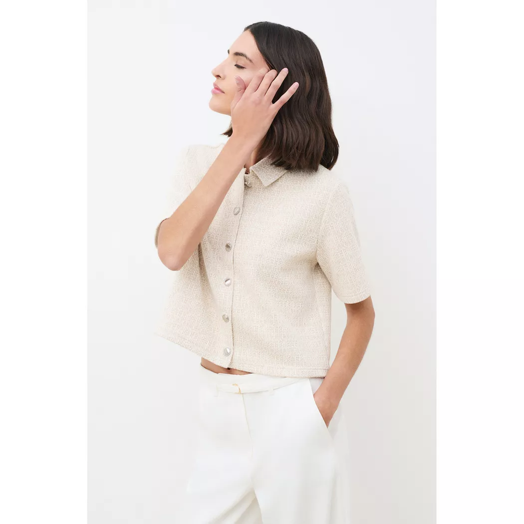 Caroll - T-Shirt, kurzarm, für Damen, Beige Größe XS