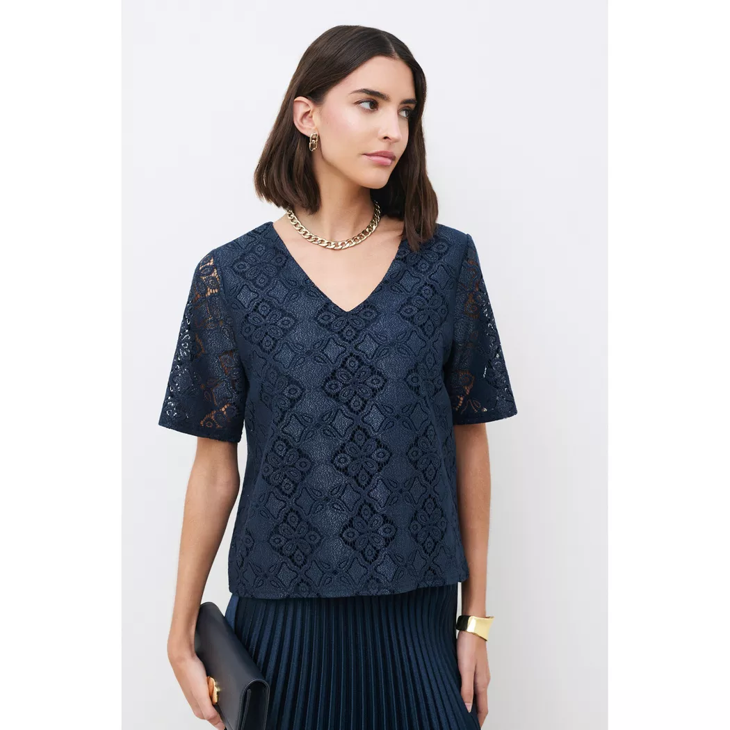 Caroll - T-Shirt, kurzarm, für Damen, Blau Größe XS
