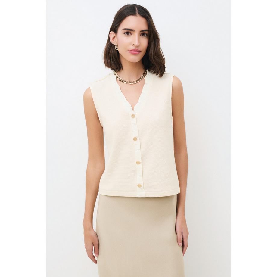 Top con scollo a V, senza maniche