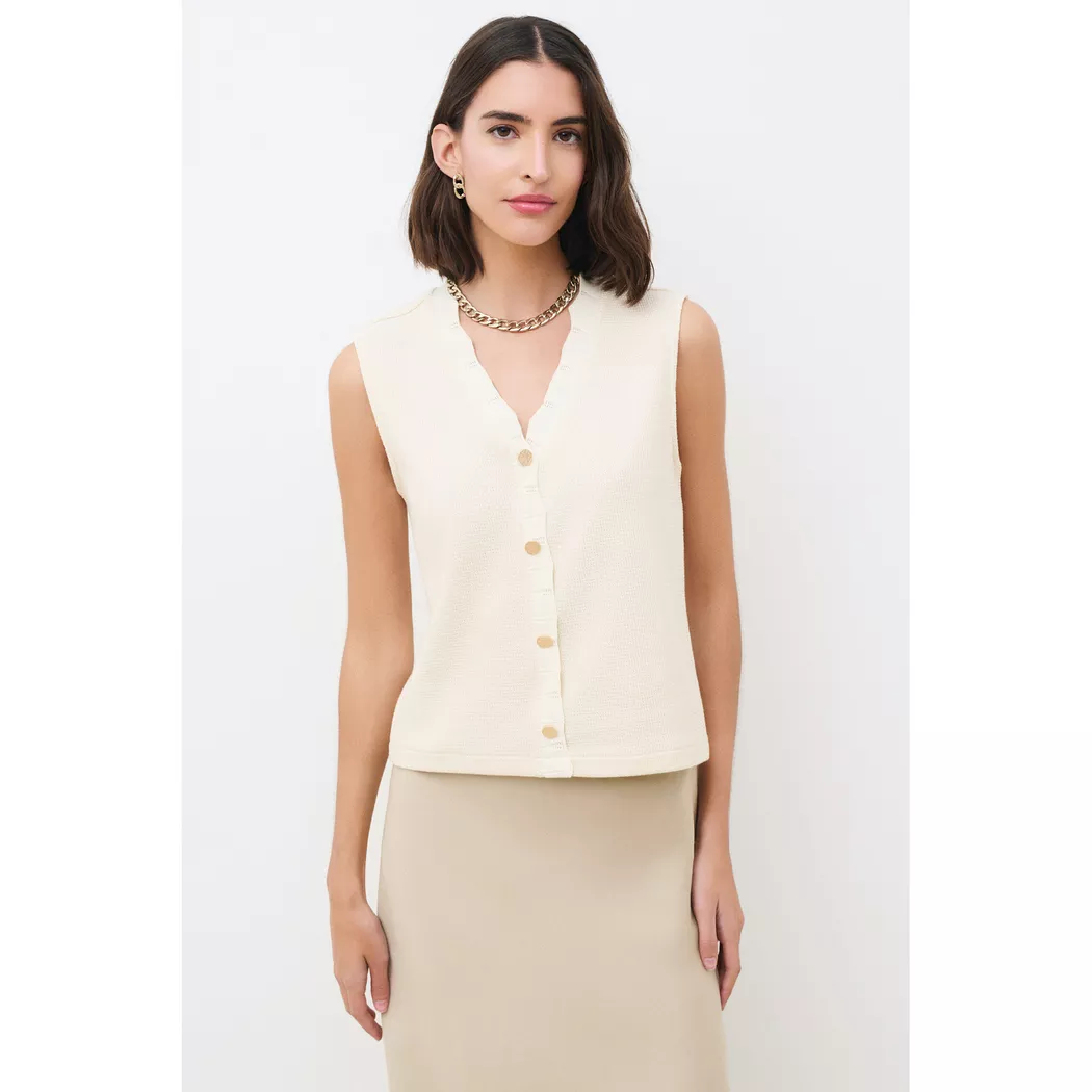 Caroll - Top, V-Neck, ärmellos, für Damen, Grau/Grün, Größe L