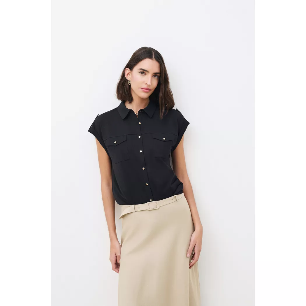 Caroll - T-Shirt, kurzarm, für Damen, Schwarz, Größe L