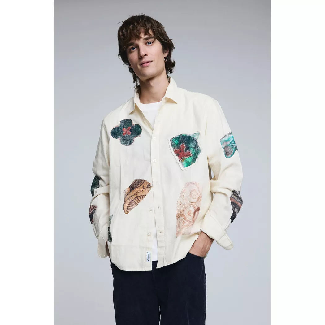 Desigual Chemise mosaïque patch WHITE S male