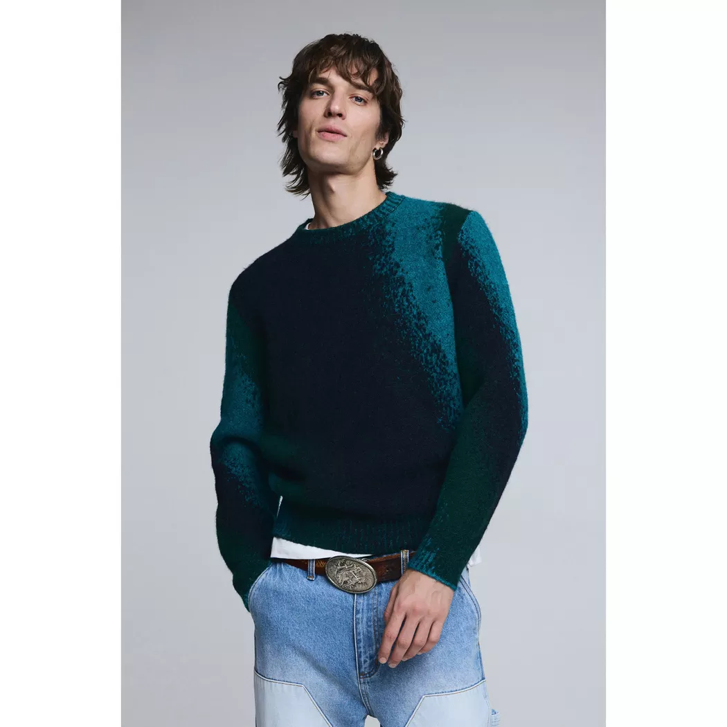 Desigual Pull jacquard splatter GREEN L male