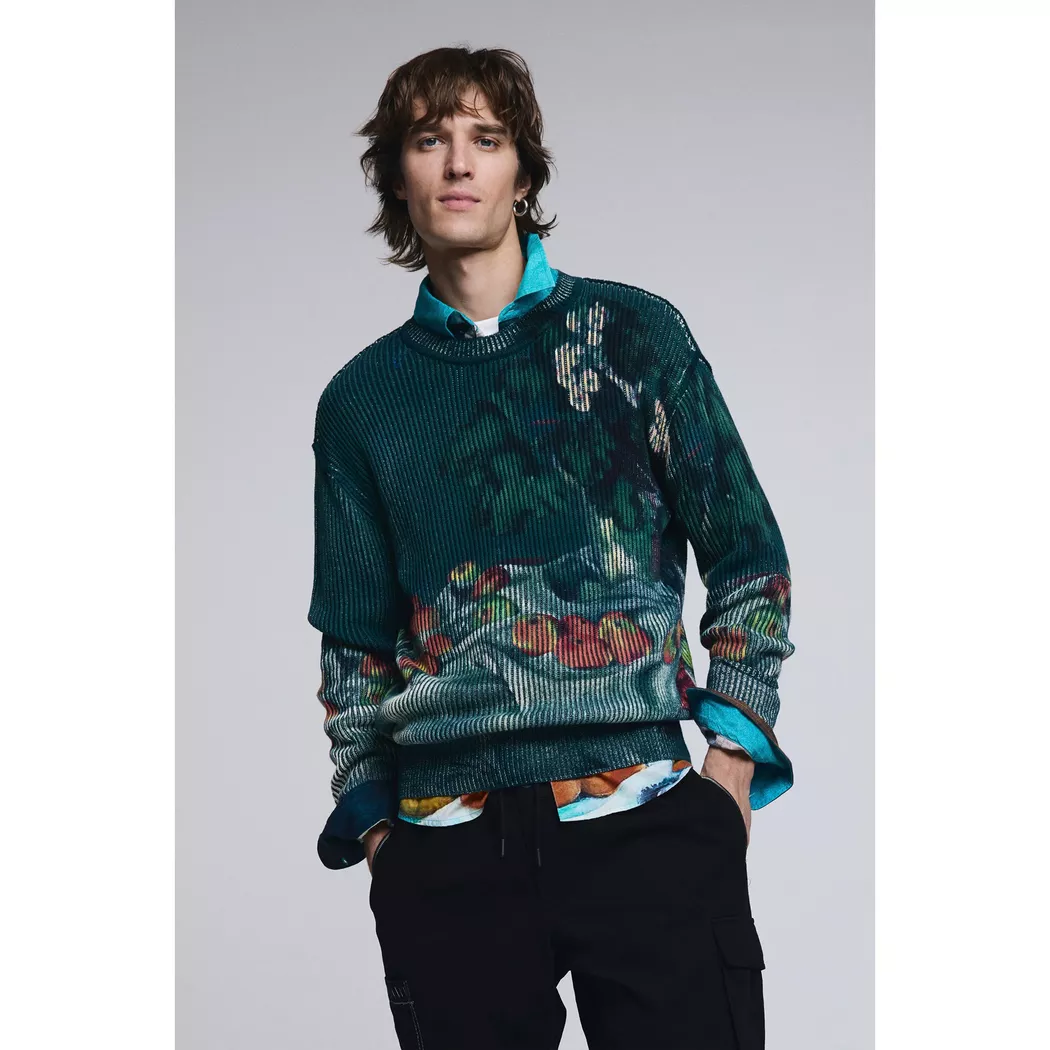 Desigual Pull nature morte texture BLUE XL male