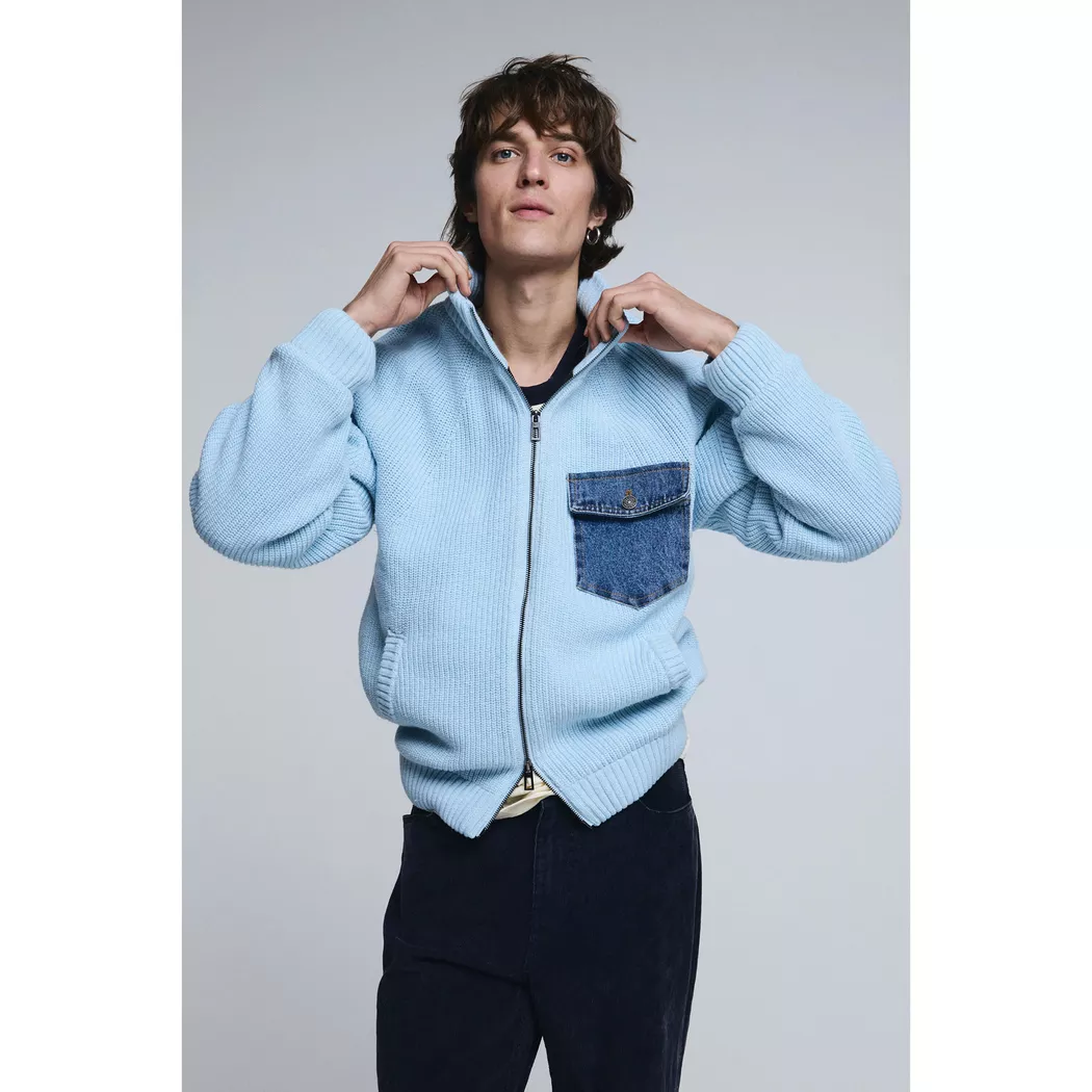 Desigual Pull à fermeture éclair rétro BLUE XL male