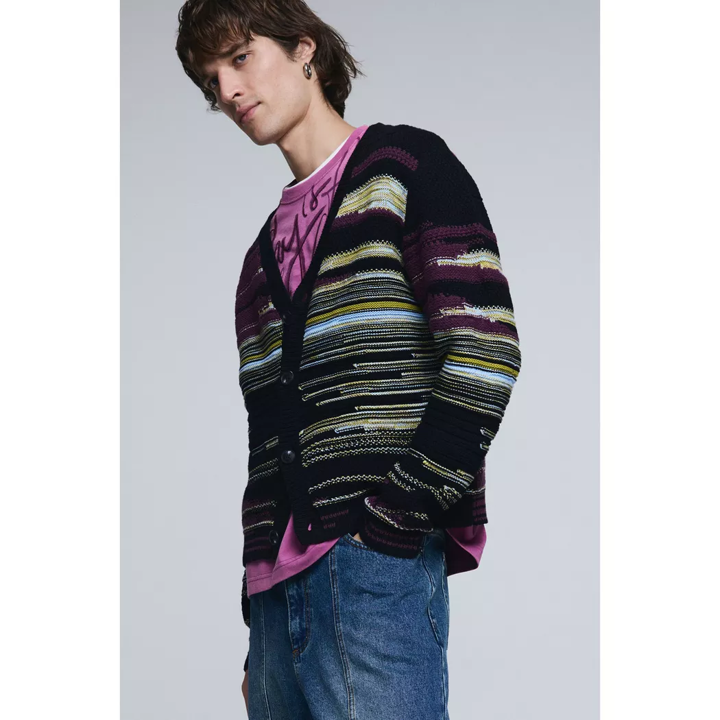 Desigual Cardigan à rayures RED XL male