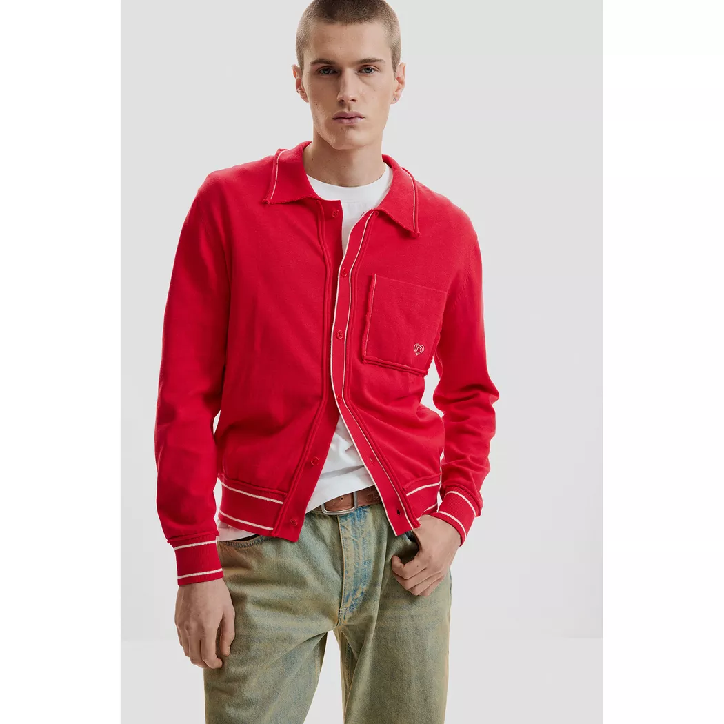 Desigual Pull fin à boutons RED M male