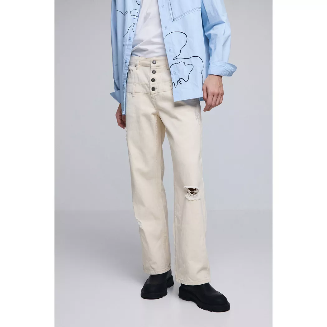 Desigual Pantalon double taille déchiré WHITE 36 male