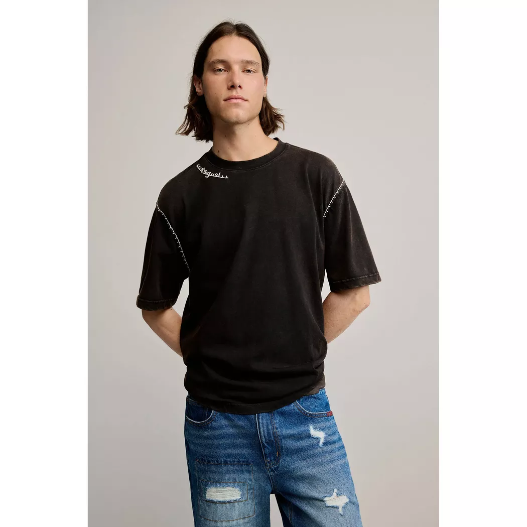 Desigual T-shirt uni détail BLACK L male