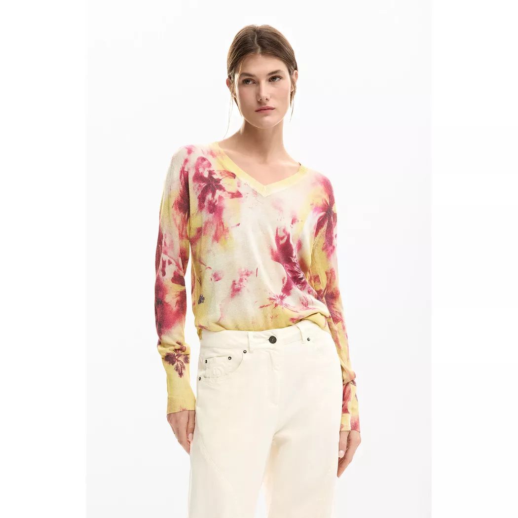 Desigual Pull fin à fleurs RED L female