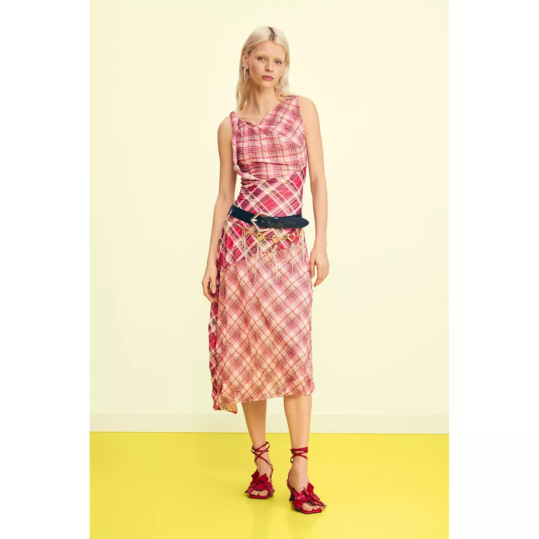 Desigual Robe à bretelles à carreaux RED XL female