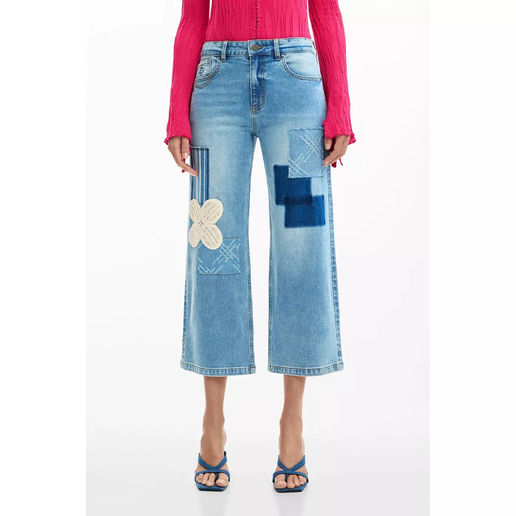 Desigual Pantalon en jean patchwork BLUE 44 female 8