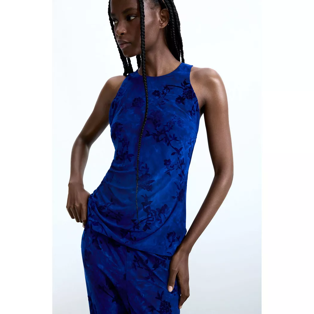 Desigual T-shirt boutonné floqué BLUE M female 8