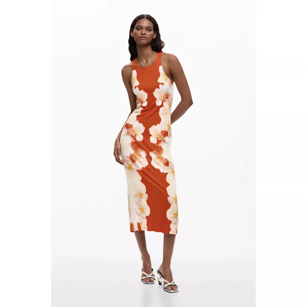 Desigual Robe fleurs latérales ORANGE S female 5
