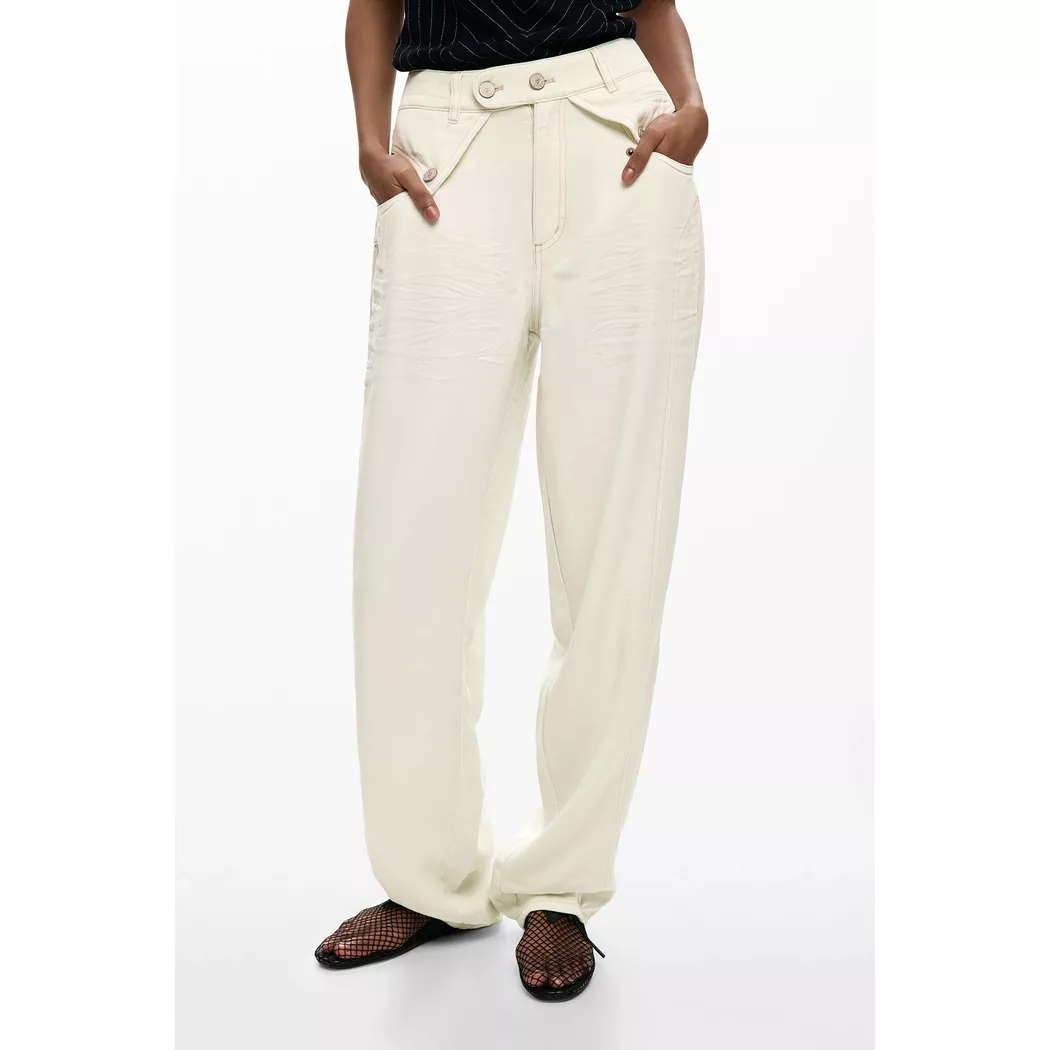 Desigual Pantalon baggy à boutons WHITE 38 female