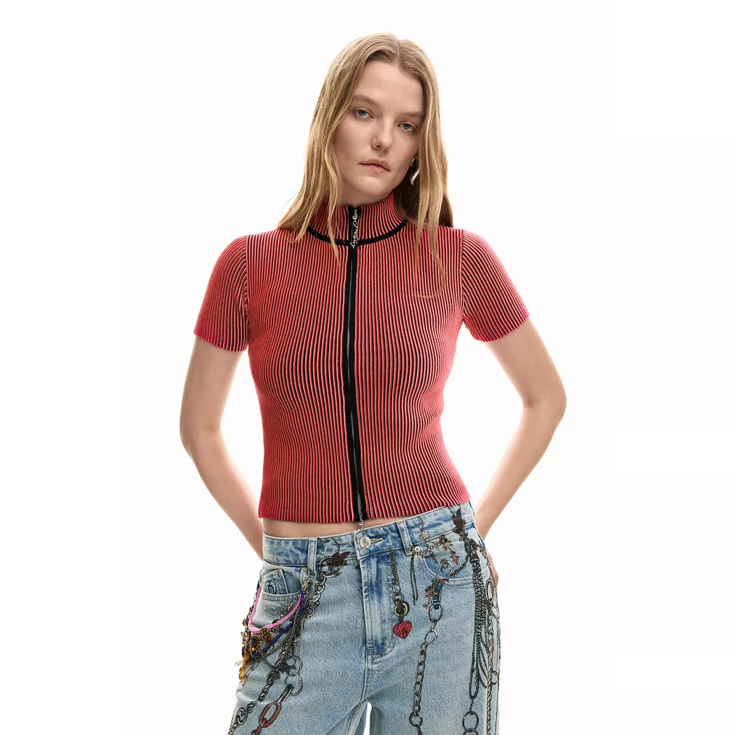 Desigual T-shirt irisé fermeture éclair RED M female