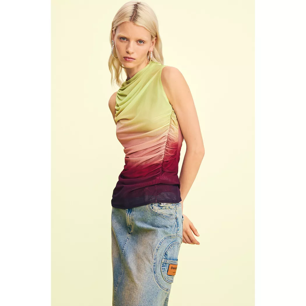 Desigual Top asymétrique drapé GREEN S female