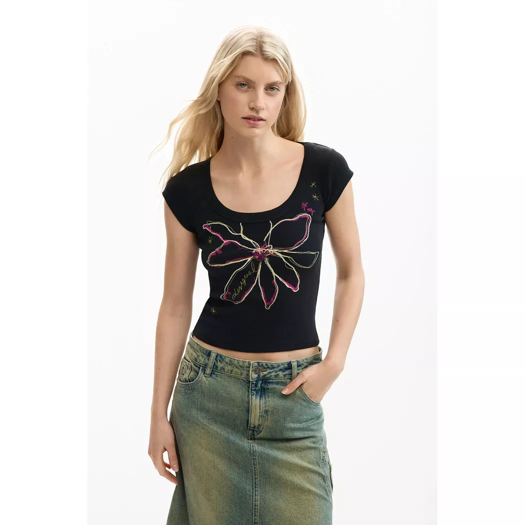 Desigual T-shirt en tulle à fleurs BLACK S female 7