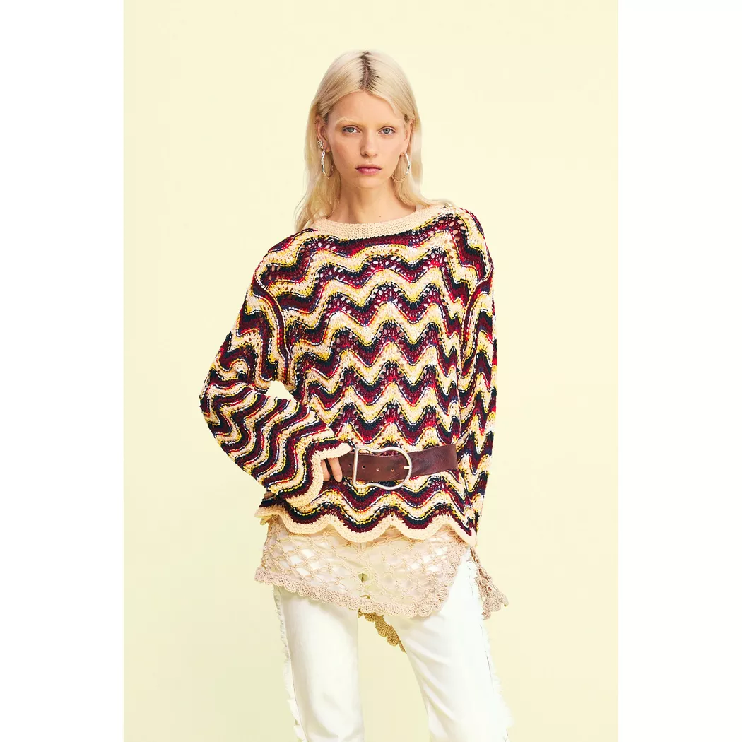 Desigual Pull en maille bleu GREEN M female