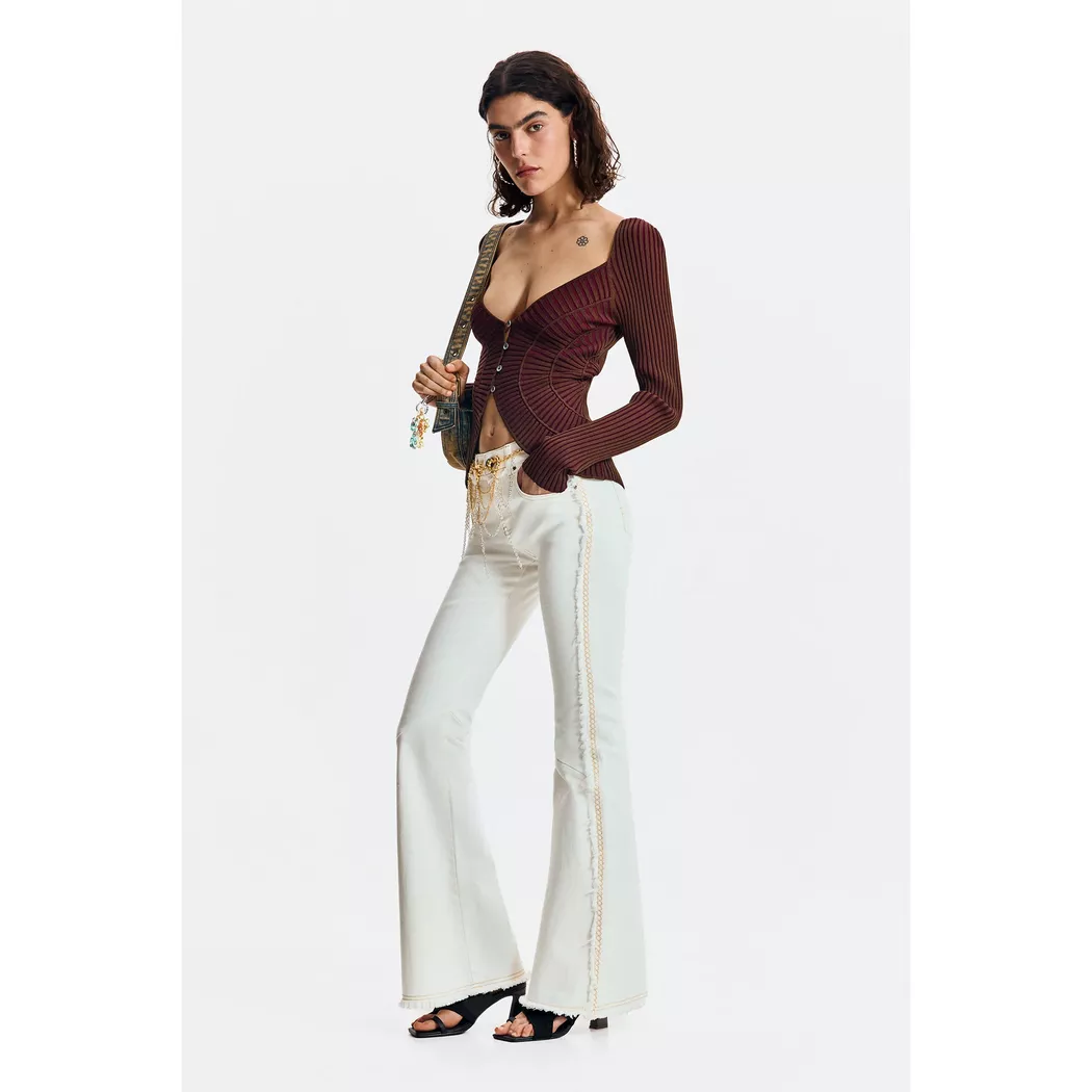 Desigual Pull fin à boutons BROWN S female