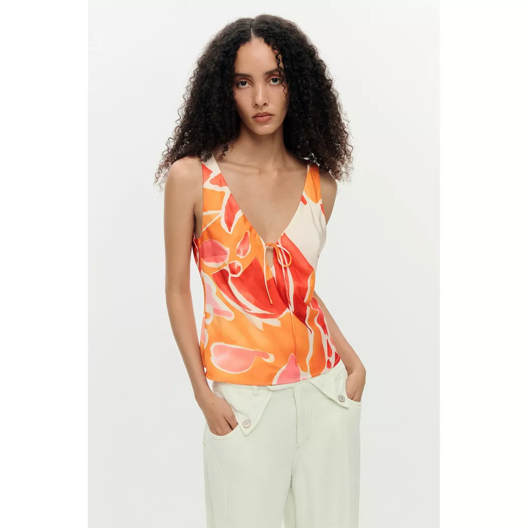 Desigual Blouse bretelles pétales ORANGE XS female