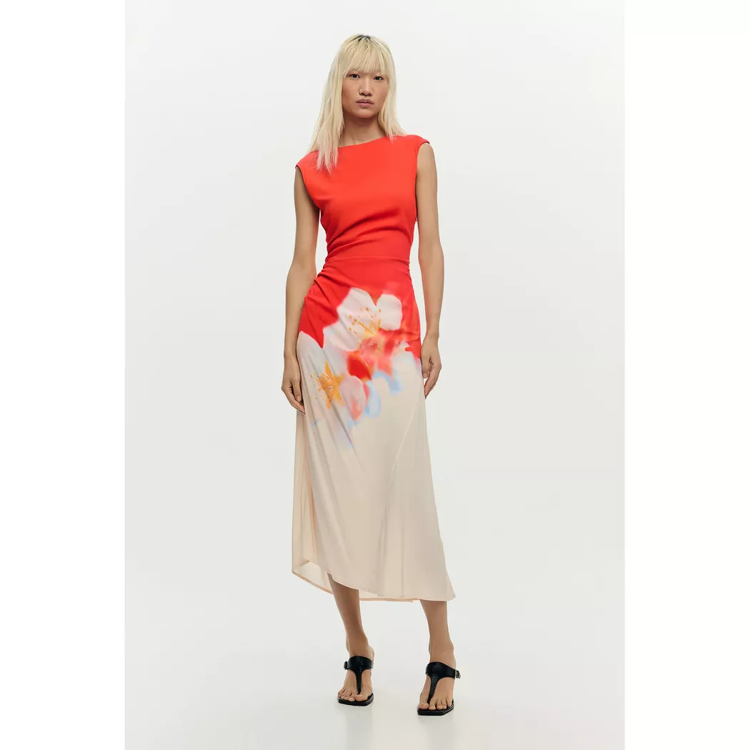 Desigual Robe bicolore à fleurs ORANGE XL female