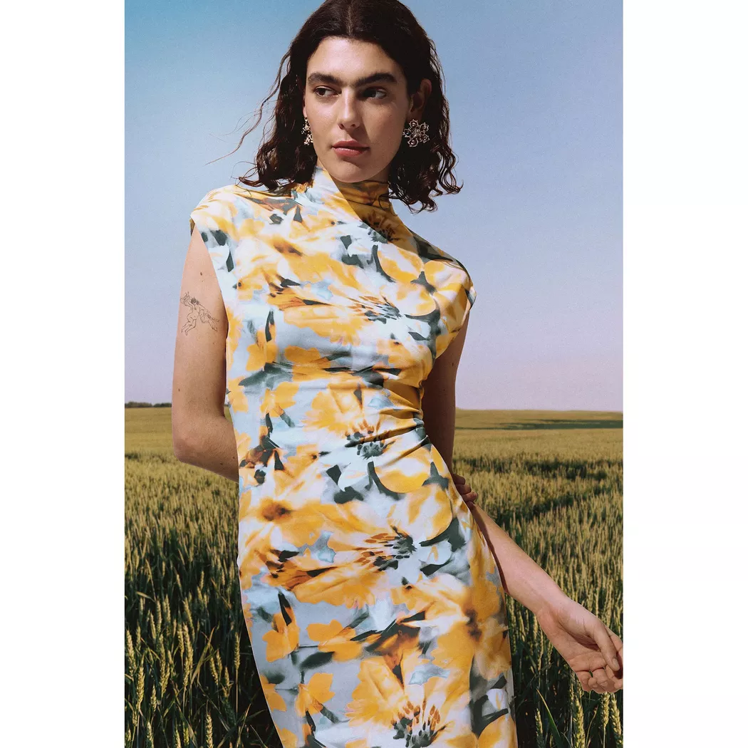 Desigual Robe fleurs latérales ORANGE S female 6