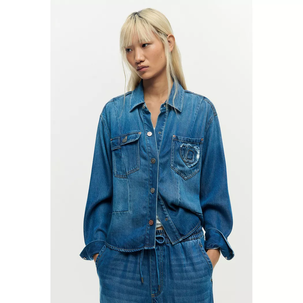 Desigual Veste en denim imprimée BLUE S female