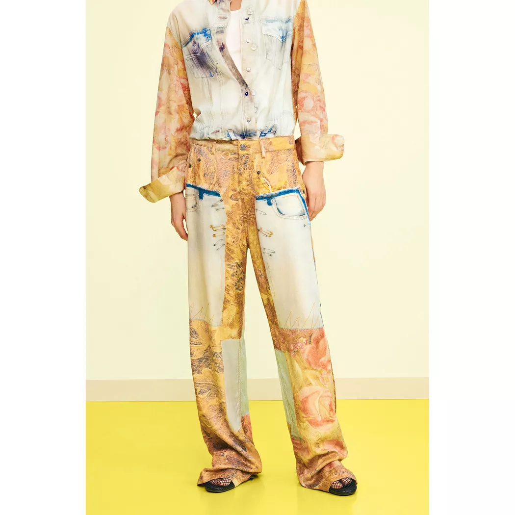 Desigual Pantalon imprimé hybride YELLOW XS female