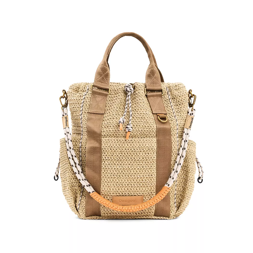 Desigual Petit Rucksack aus Raffia Weiß 3