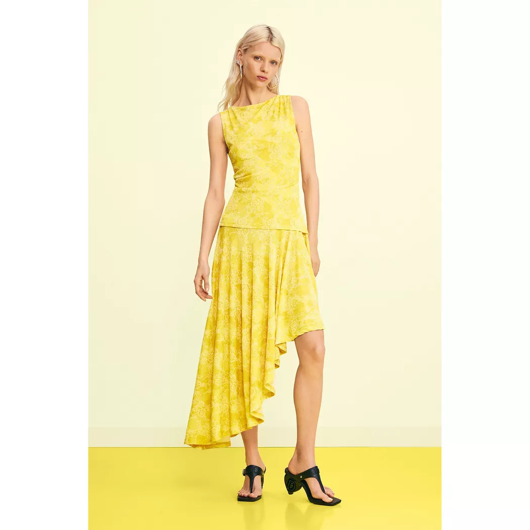 Desigual Robe asymétrique imprimée YELLOW L female