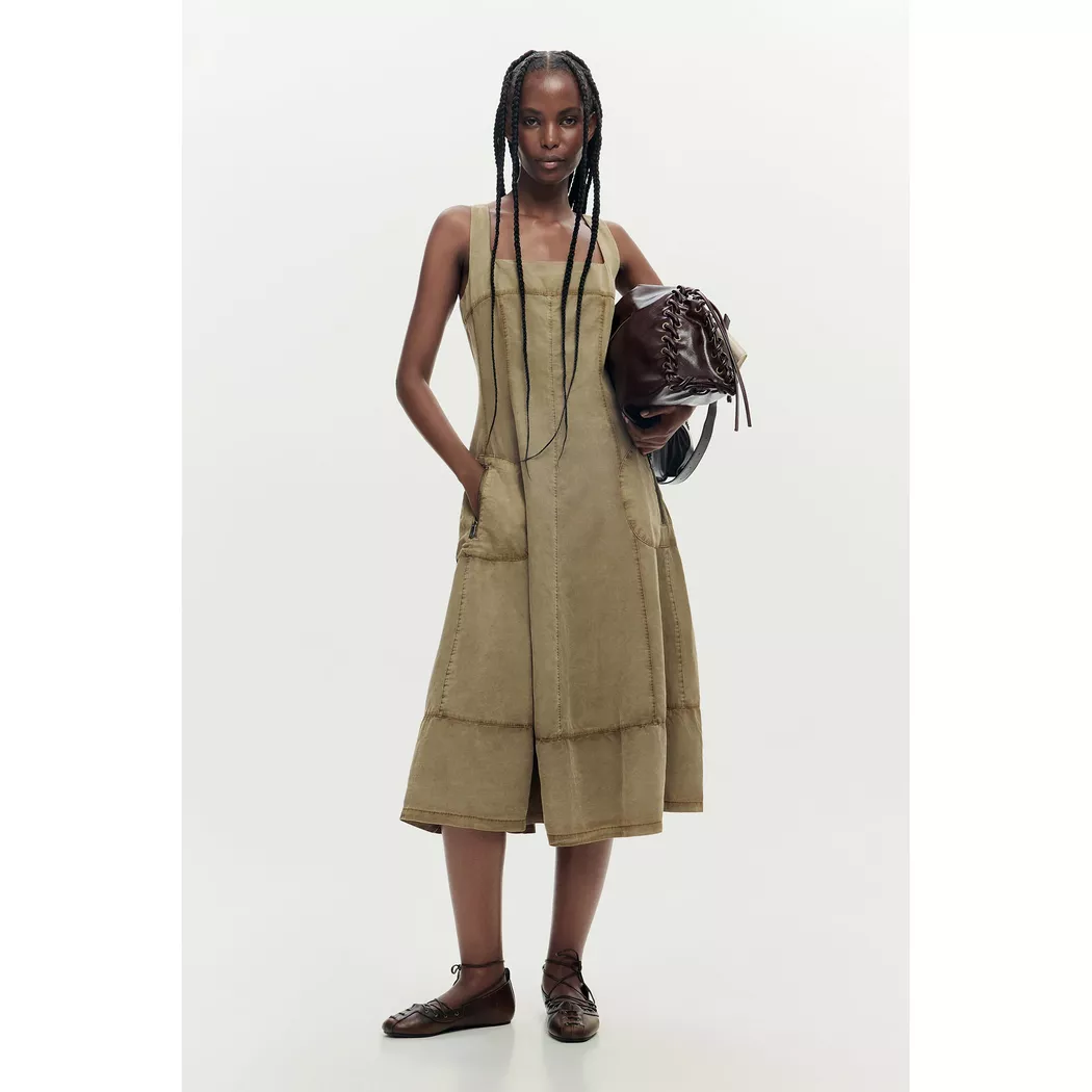Desigual Robe coutures midi BROWN S female