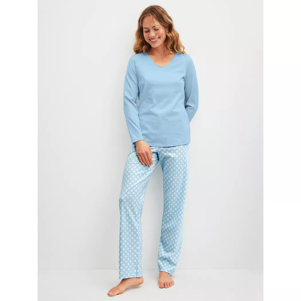 Calida - Pyjama-Set lang, langarm, für Damen, Blau, Größe S