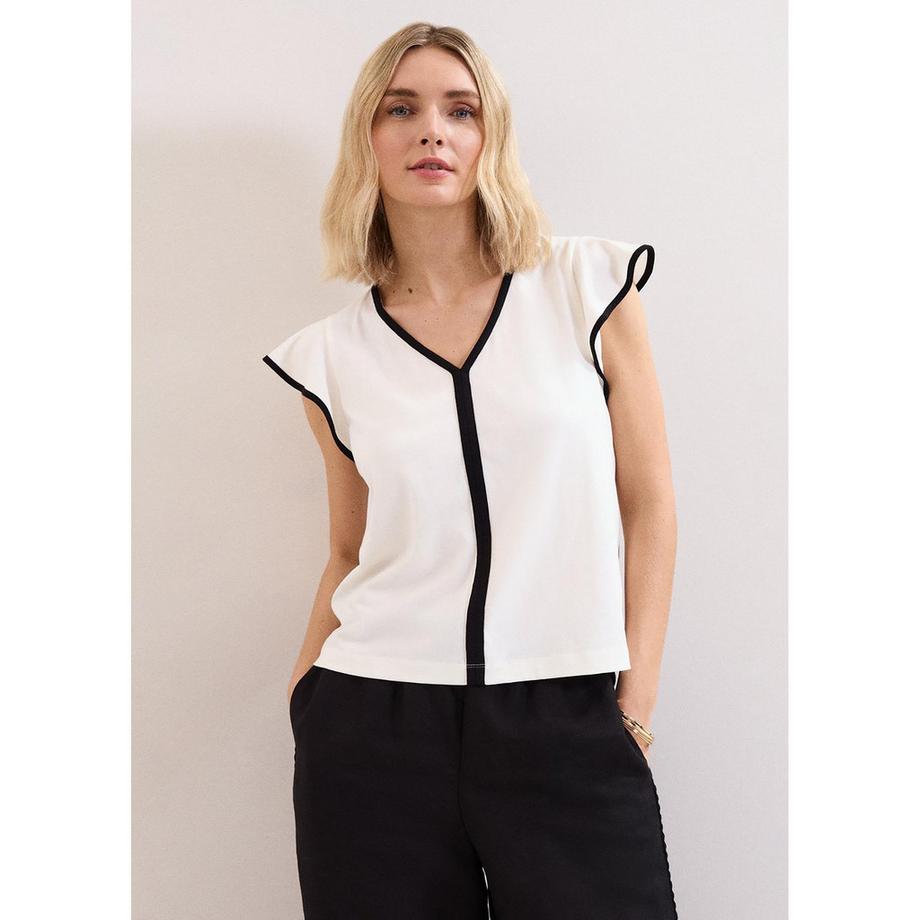 Top, col V, manches courtes