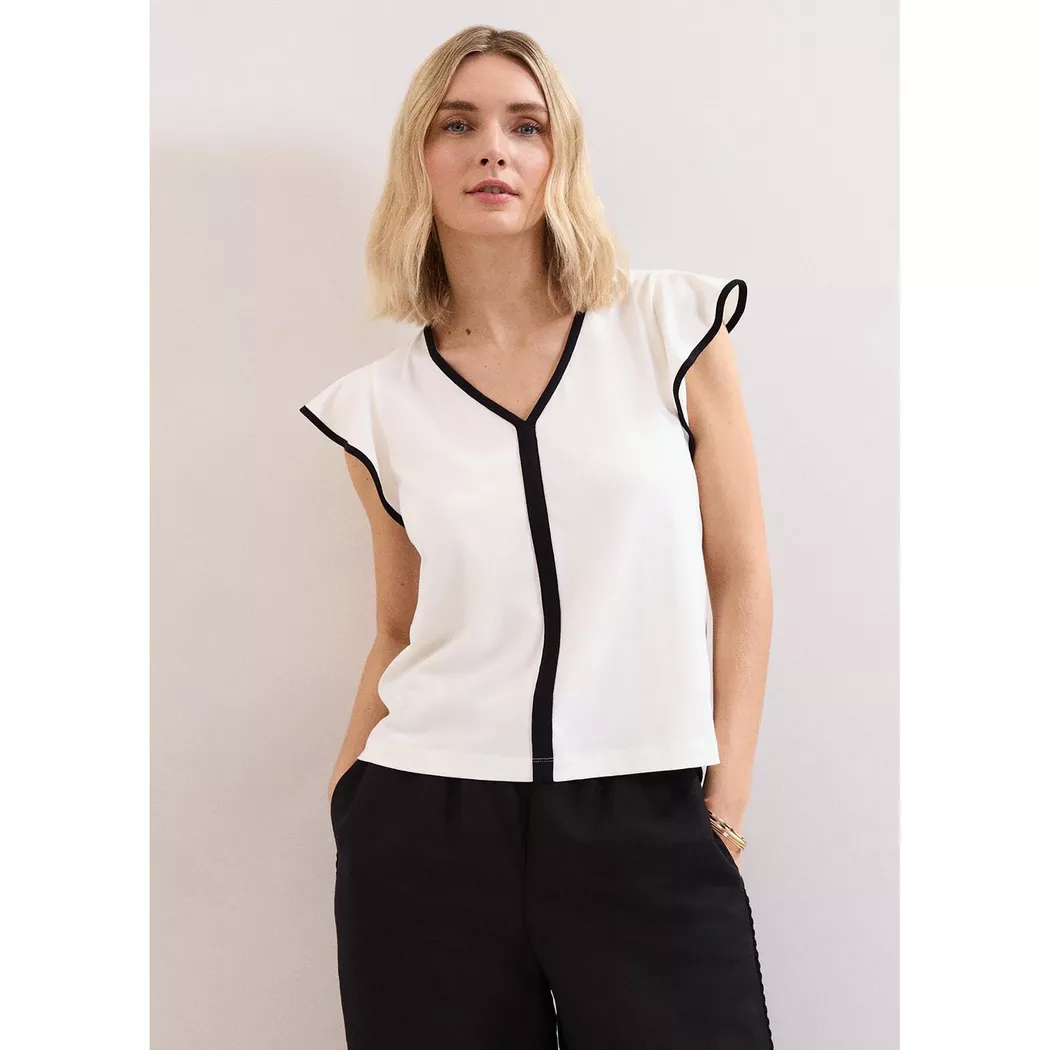 Phase Eight - Top, V-Neck, kurzarm, für Damen, Schwarz, Größe 42